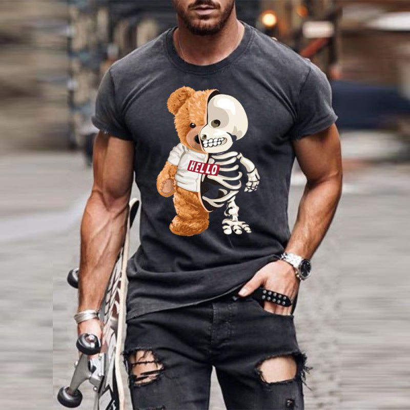 Teddy Bear Fashion Collarless Black t-Shirt