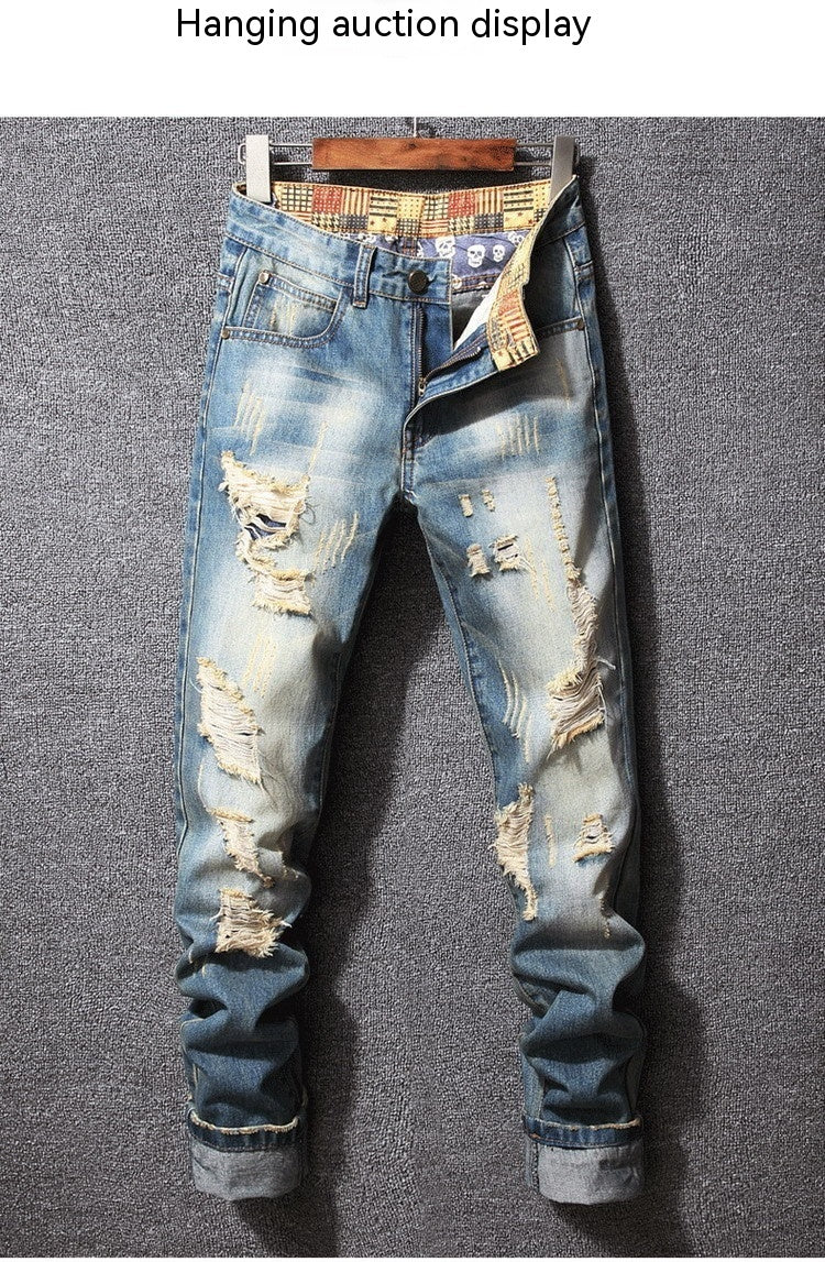 Hong Kong Style Ripped Jeans American Casual Loose