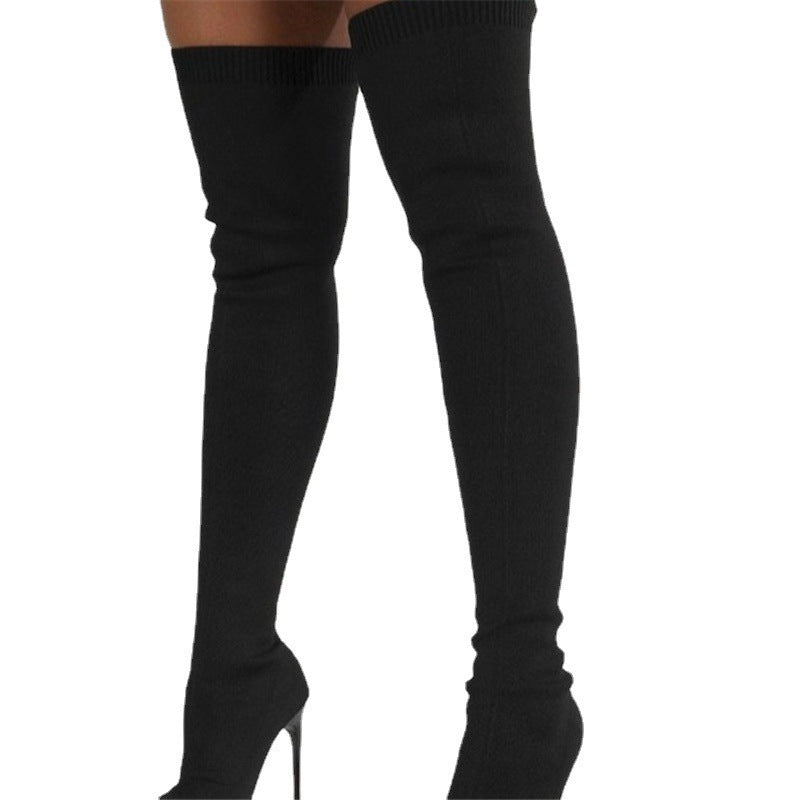 Women's High-heel Knit Over-the-knee Boots