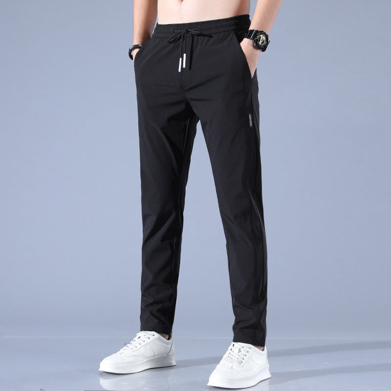 Summer Ice Silk Pants Men's Thin Business Casual Pants Stretch Breathable Straight-leg Tracksuit Pants