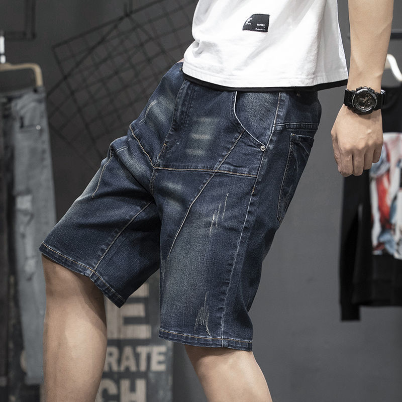 Thin Stretch Fat Five-point Denim Shorts Men