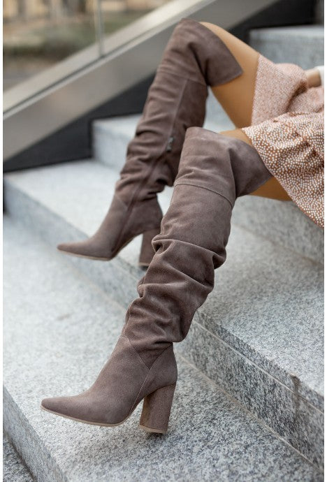 Fall Winter Fashion High Heel Pointed Toe Suede Women's Over-the-knee Boots