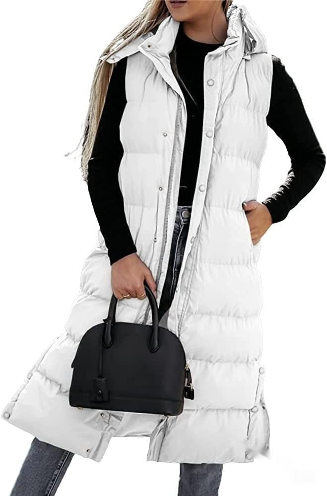 Women's Casual Mid-length Vest Zipper Single-breasted Jacket