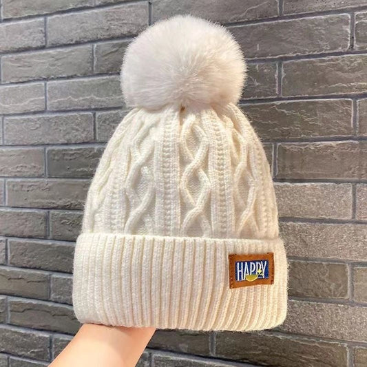 Winter Fleece-lined Woolen Thickened Warm Knitted Hat