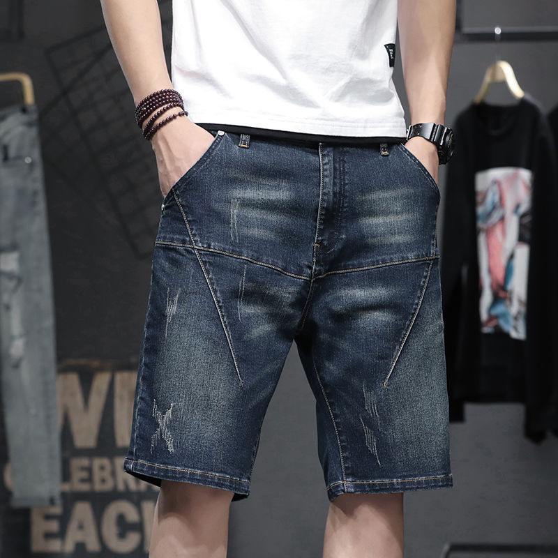 Thin Stretch Fat Five-point Denim Shorts Men