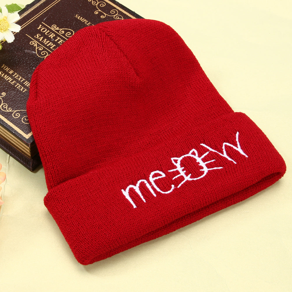 Autumn MEOW  Men Women Casual Hip Hop Hats Knitted Wool Skullies Beanies Hat Warm Winter Hat For Women Beanie Winter Caps