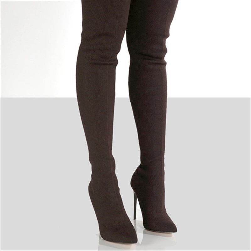 Women's High-heel Knit Over-the-knee Boots