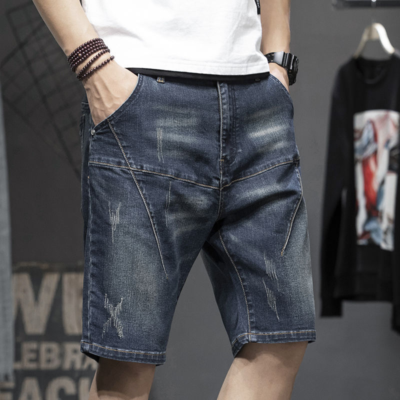 Thin Stretch Fat Five-point Denim Shorts Men